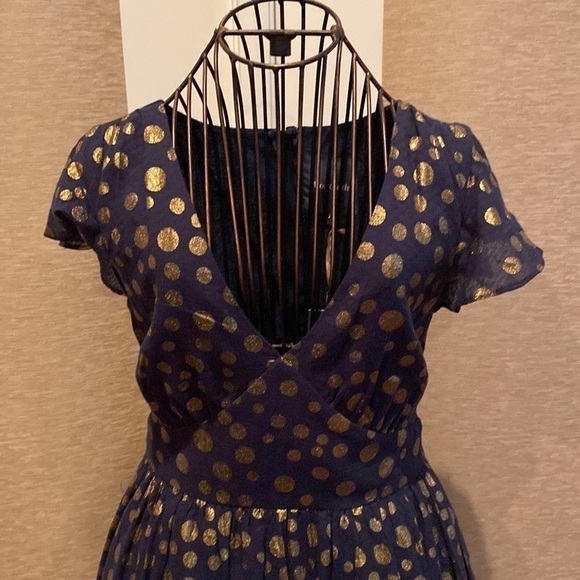 Modcloth Navy Blue and gold polka dot Only You dress - Picture 3 of 7